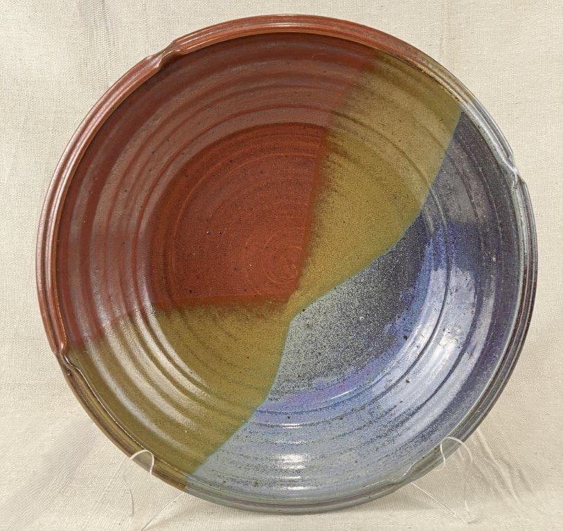Large Studio Pottery Glazed Stoneware Bowl (1 of 6)