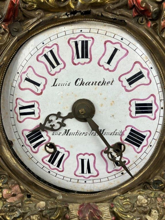 French Brass Repousse Comtoise Clock - 2