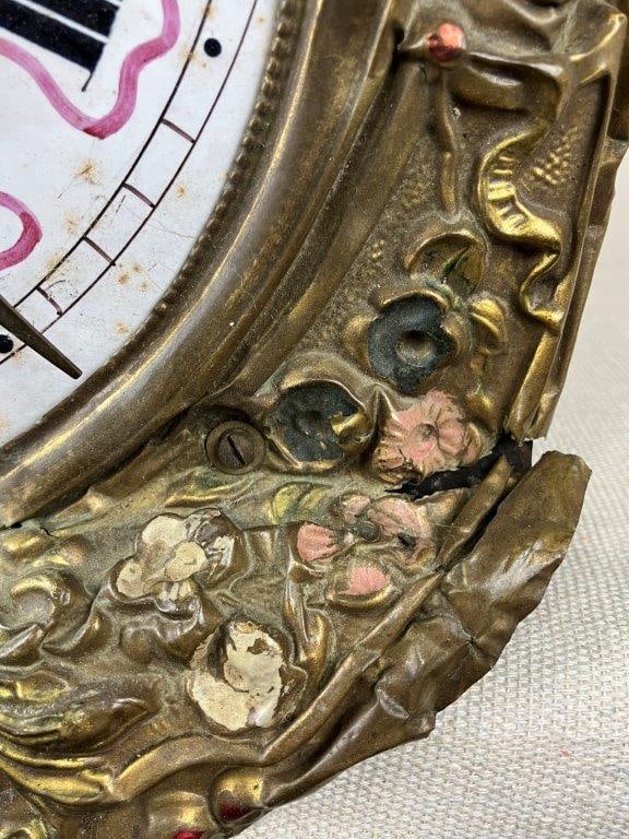 French Brass Repousse Comtoise Clock - 4