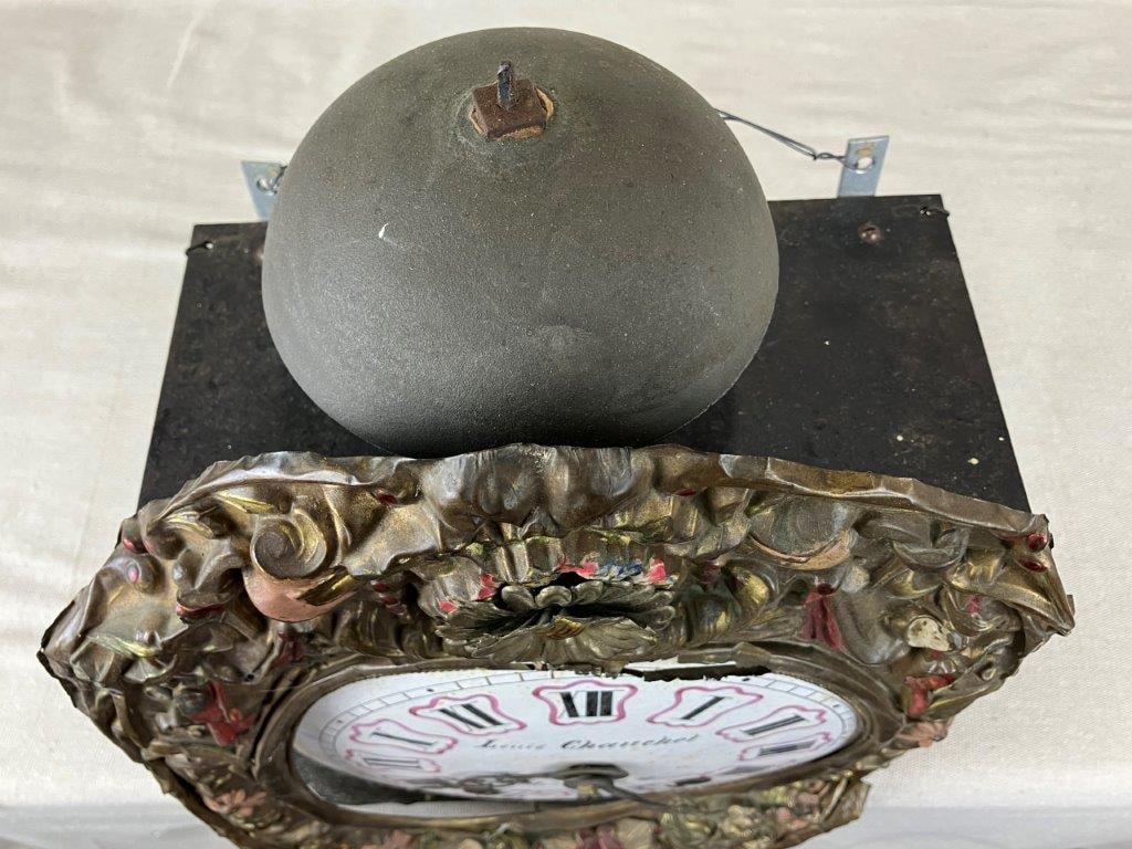 French Brass Repousse Comtoise Clock - 7