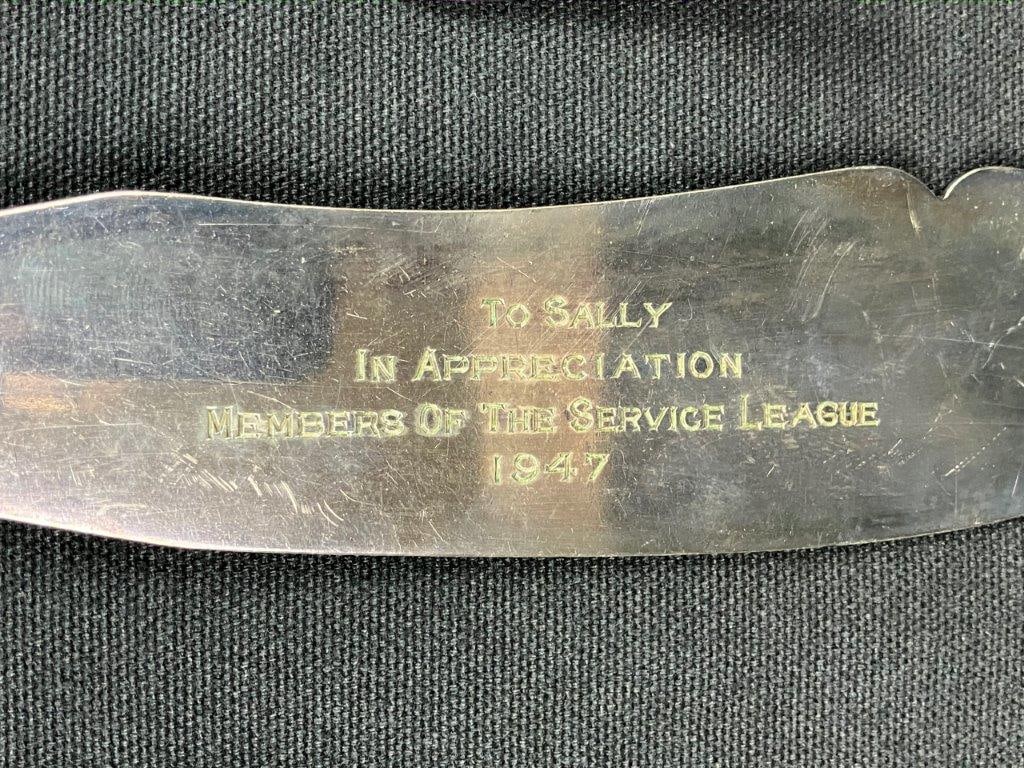 Commemorative Silverplate Serving Fork and Knife with Bone Handles - 3