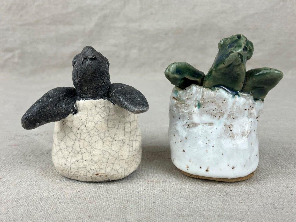 Glazed Stoneware Turtle Pair - 3