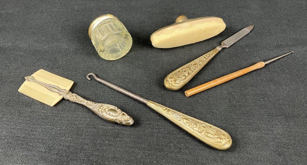 Nail Silverplate Art Nouveau Adorned Vanity Set - 5