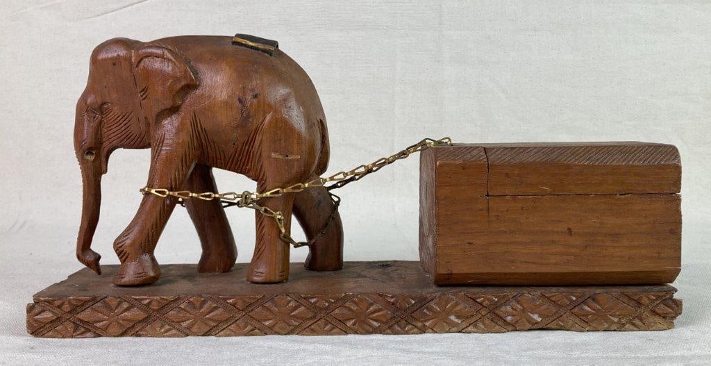 Carved Elephant with Trinket Box - 2