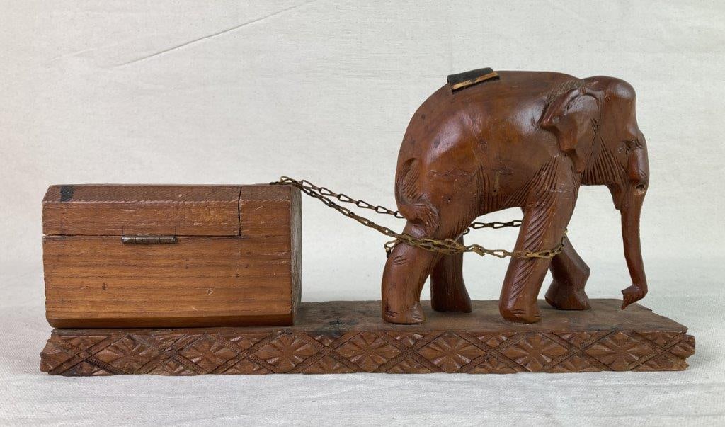 Carved Elephant with Trinket Box - 4