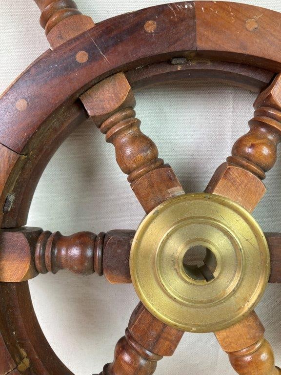 Wood and Brass Ship Wheel - 2