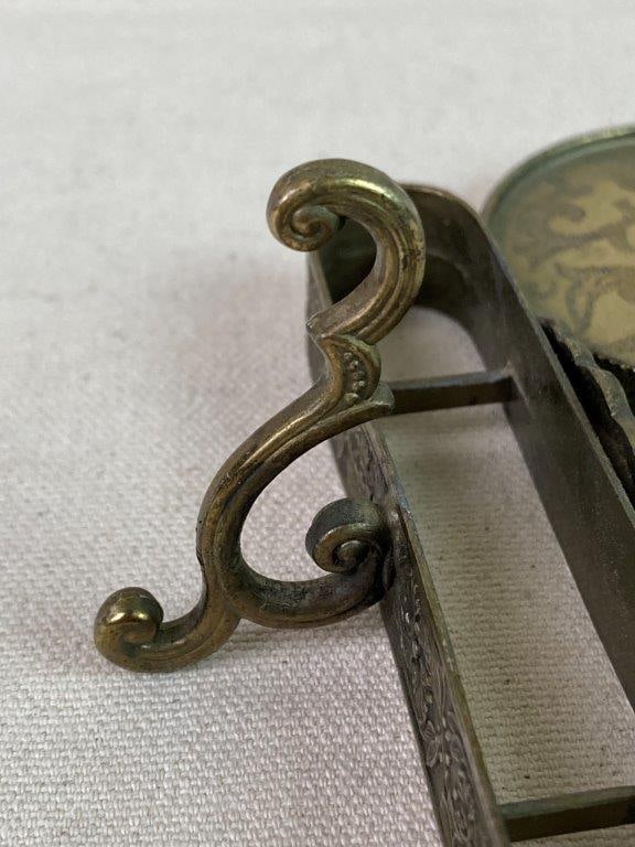 Vintage Ardalt Peacock Tea Cup and Saucer Display with Brass Handrail Brackets - 7