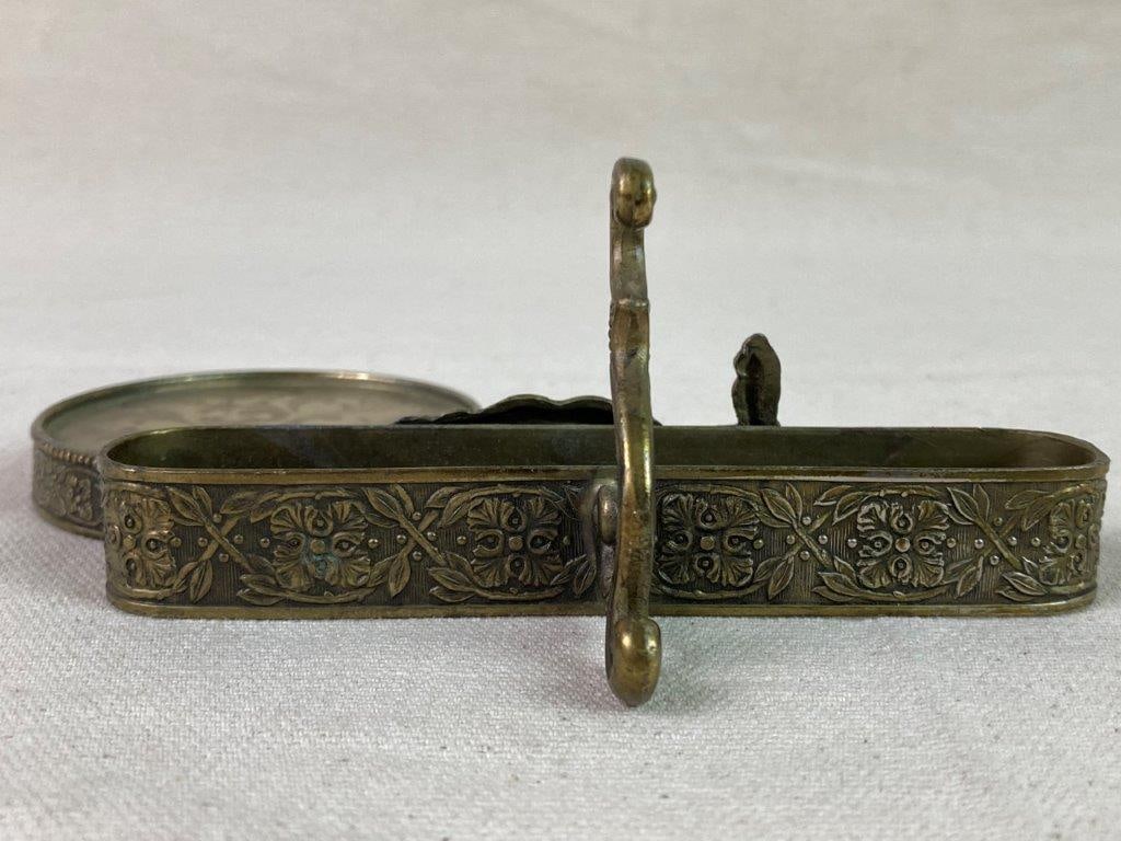 Vintage Ardalt Peacock Tea Cup and Saucer Display with Brass Handrail Brackets - 8