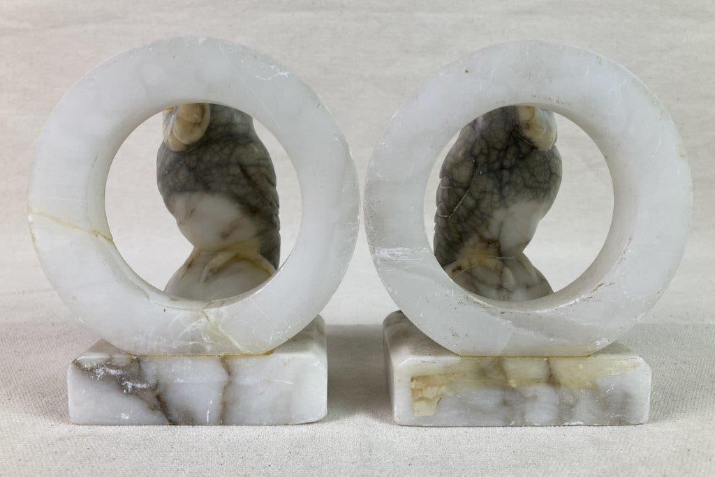 Carved Alabaster Owl Bookends - 5