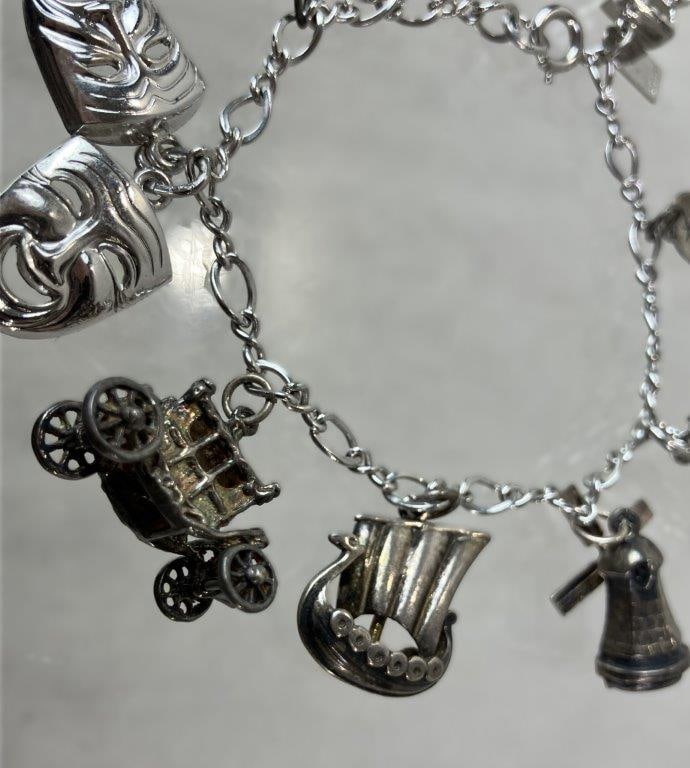 Vintage Sterling Silver Charm Bracelet - 3