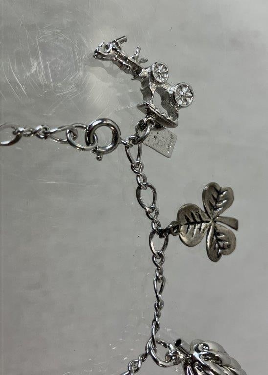Vintage Sterling Silver Charm Bracelet - 5