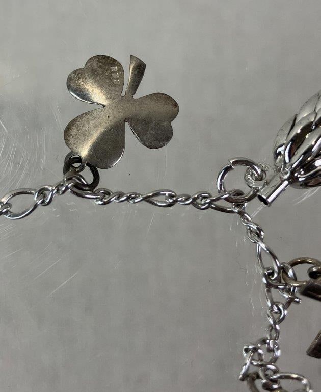 Vintage Sterling Silver Charm Bracelet - 7