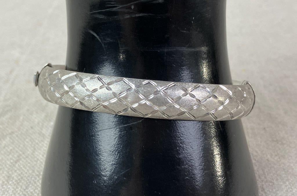 Sterling Silver Hinged Bangle Bracelet - 2