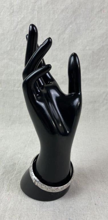 Sterling Silver Hinged Bangle Bracelet - 4