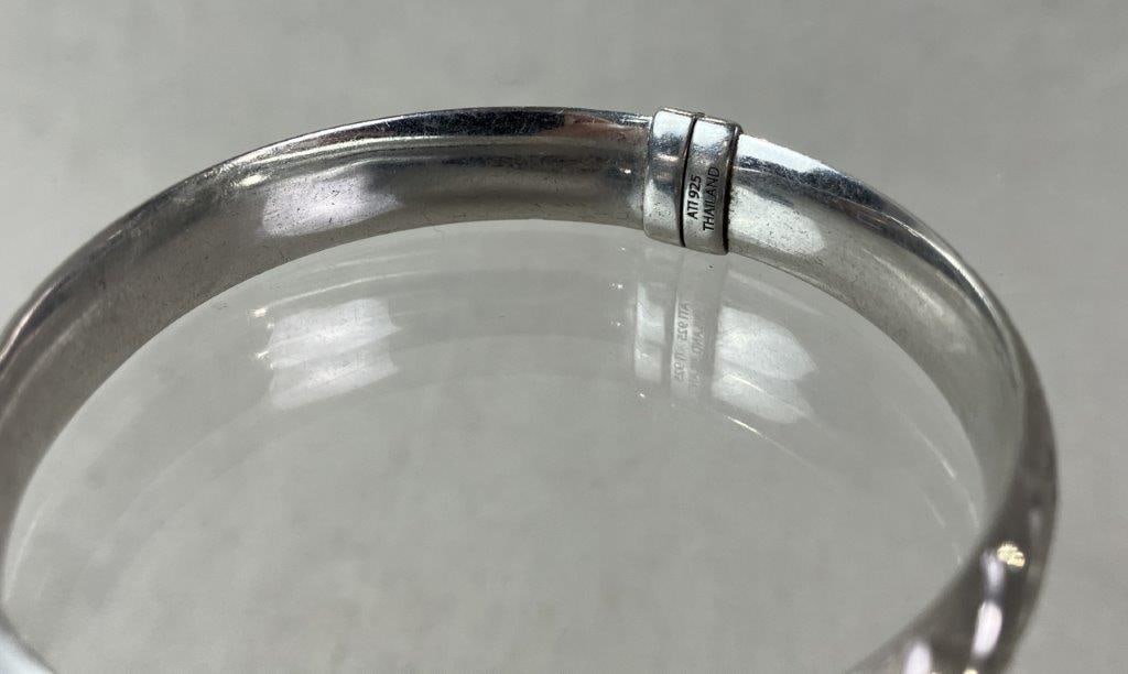 Sterling Silver Hinged Bangle Bracelet - 5