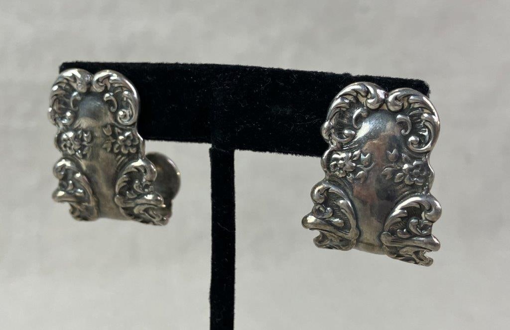 Signed T. Foree Sterling Silver Earrings - 2