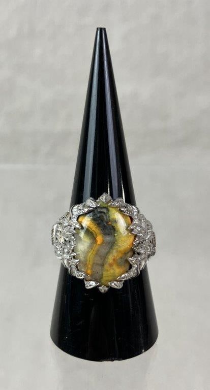 Sterling Silver and Bumblebee Jasper Statement Ring - 2