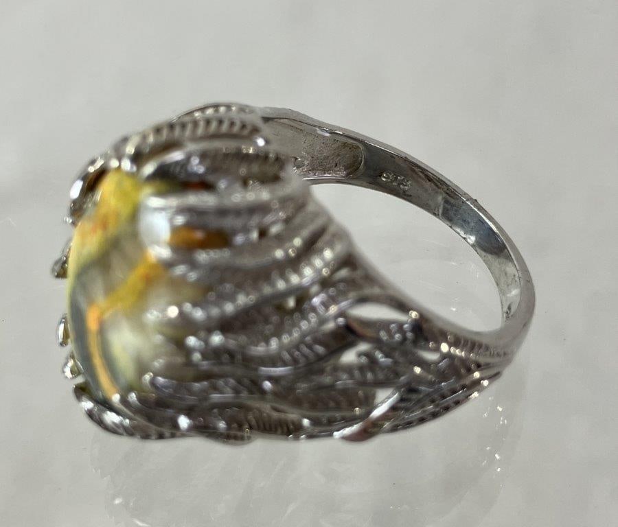 Sterling Silver and Bumblebee Jasper Statement Ring - 4