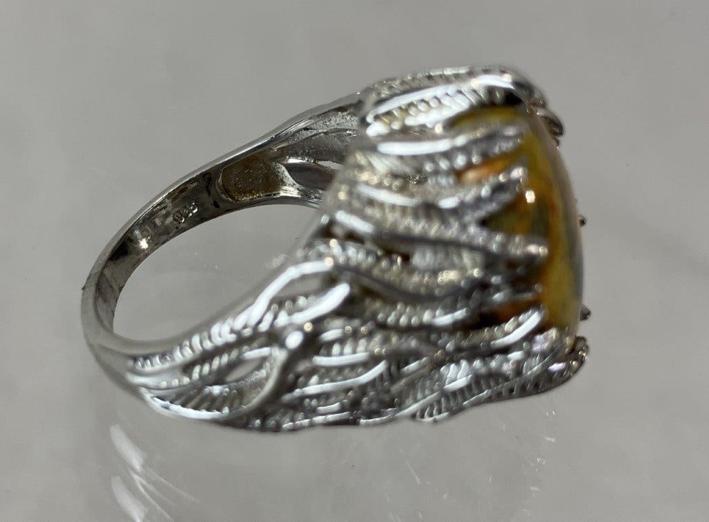 Sterling Silver and Bumblebee Jasper Statement Ring - 5