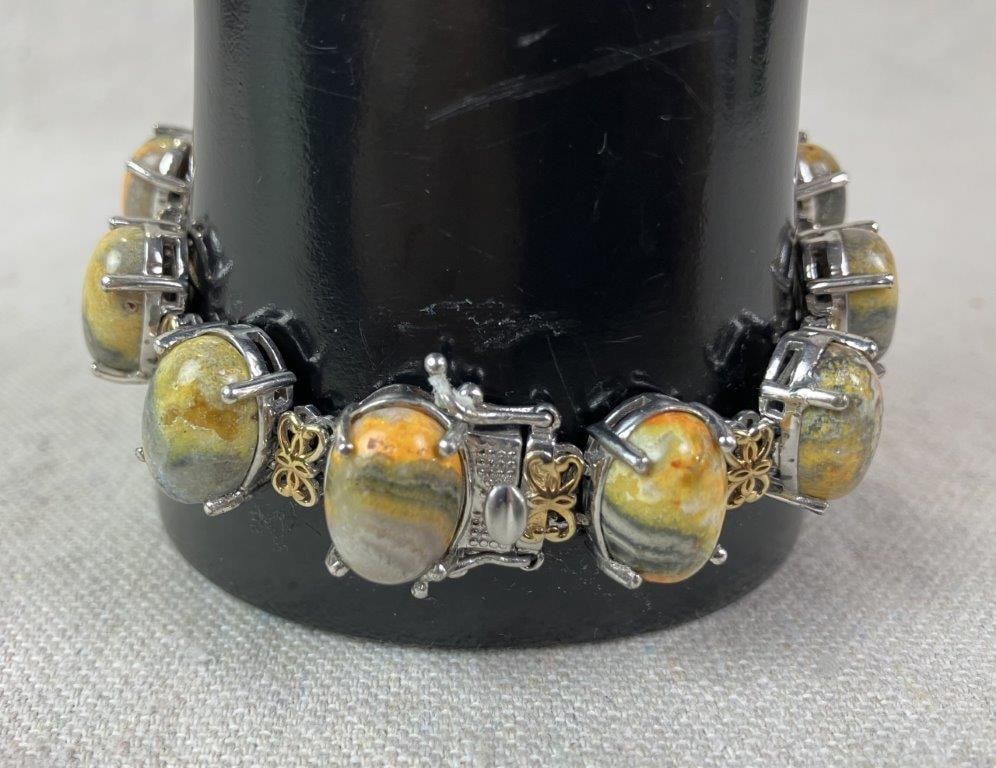 Sterling Silver and Bumblebee Jasper Bracelet - 4