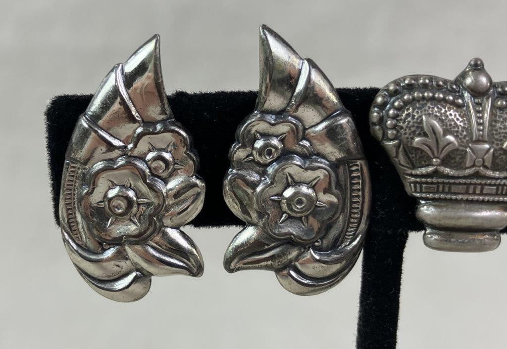 Two Pairs of Sterling Silver Screwback Earrings - 2