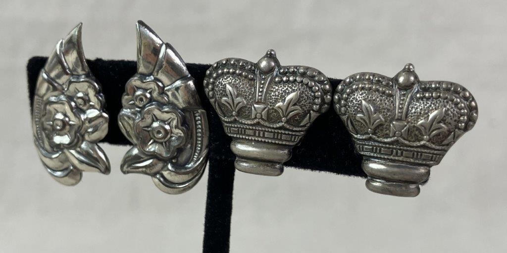 Two Pairs of Sterling Silver Screwback Earrings - 4