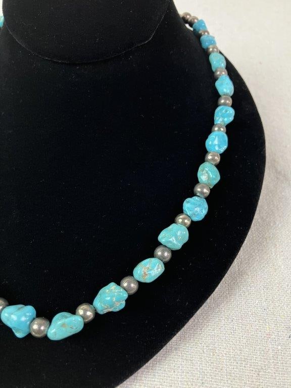 Native American Turquoise Nugget Necklace - 2
