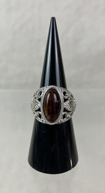 Karis Silvertone and Ironstone Statement Ring - 2