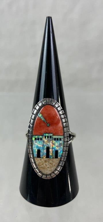 Sterling Silver Southwestern Inlay Ring - 2
