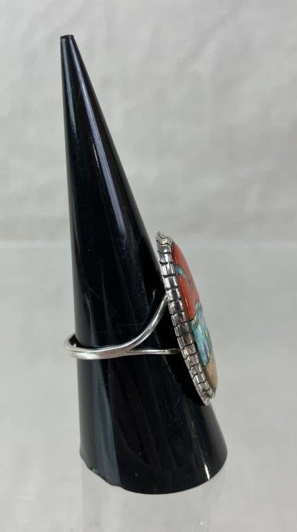 Sterling Silver Southwestern Inlay Ring - 3