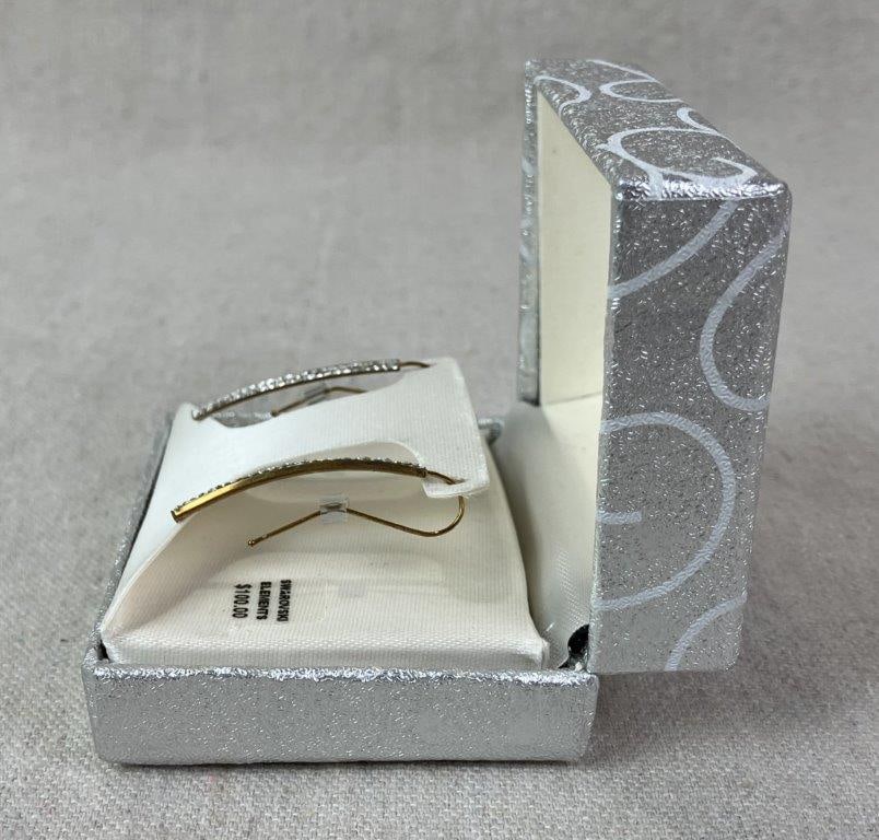 Crystal-Decorated Sterling Silver and Gold Vermeil Threader Earrings - 3