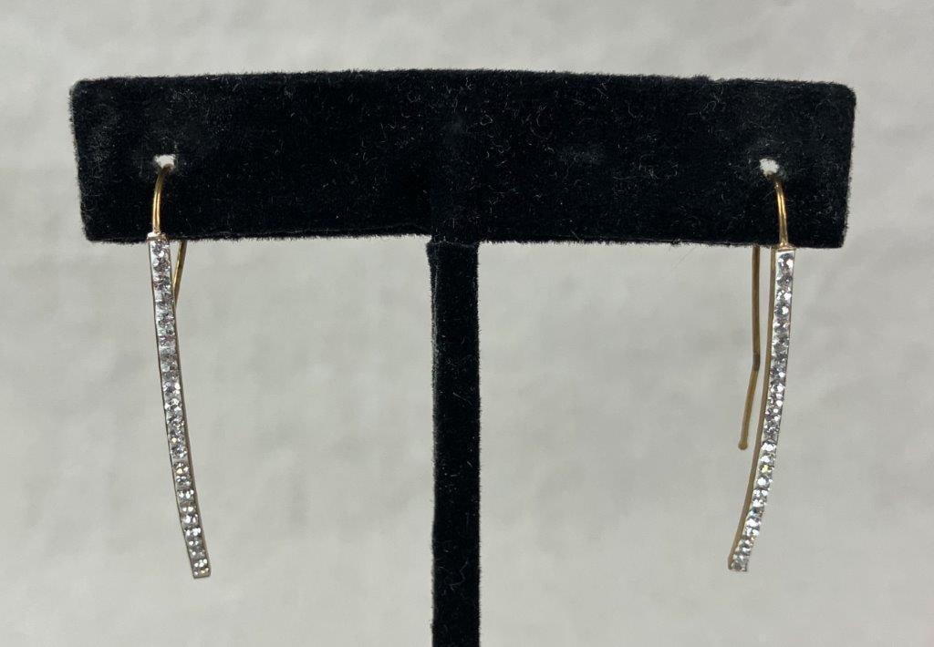 Crystal-Decorated Sterling Silver and Gold Vermeil Threader Earrings - 6