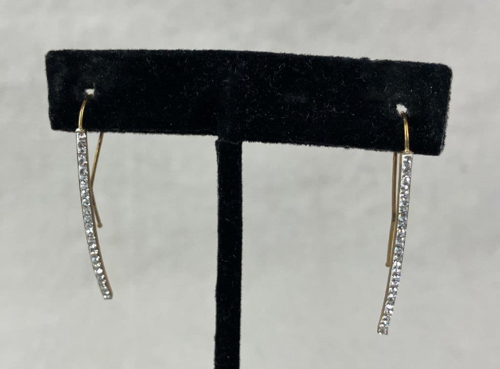 Crystal-Decorated Sterling Silver and Gold Vermeil Threader Earrings - 7