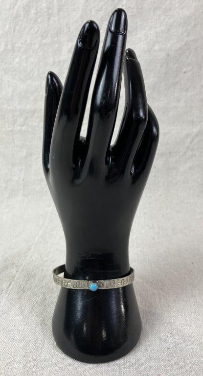 Native American Sterling Silver and Turquoise Cuff Bracelet - 4