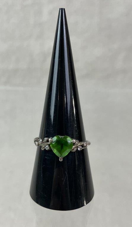 Sterling Silver and Peridot Heart Ring - 2