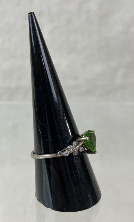Sterling Silver and Peridot Heart Ring - 3