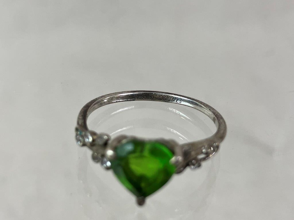 Sterling Silver and Peridot Heart Ring - 5