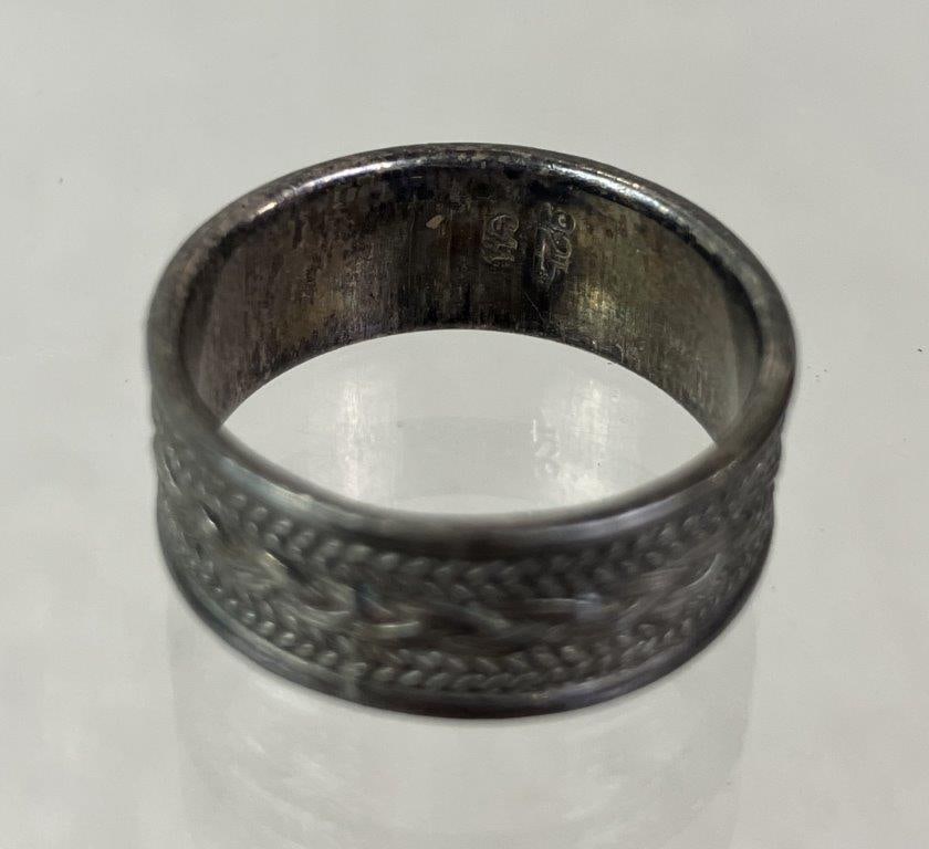 Two Sterling Silver Rope-Texture Relief Rings - 5