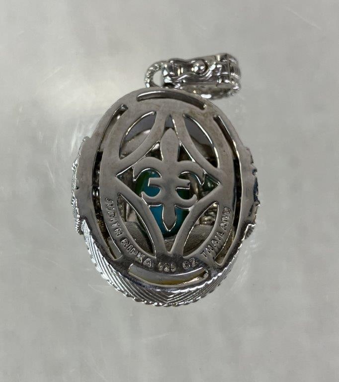 Judith Ripka Sterling Silver Turquoise and Quartz Pendant - 3