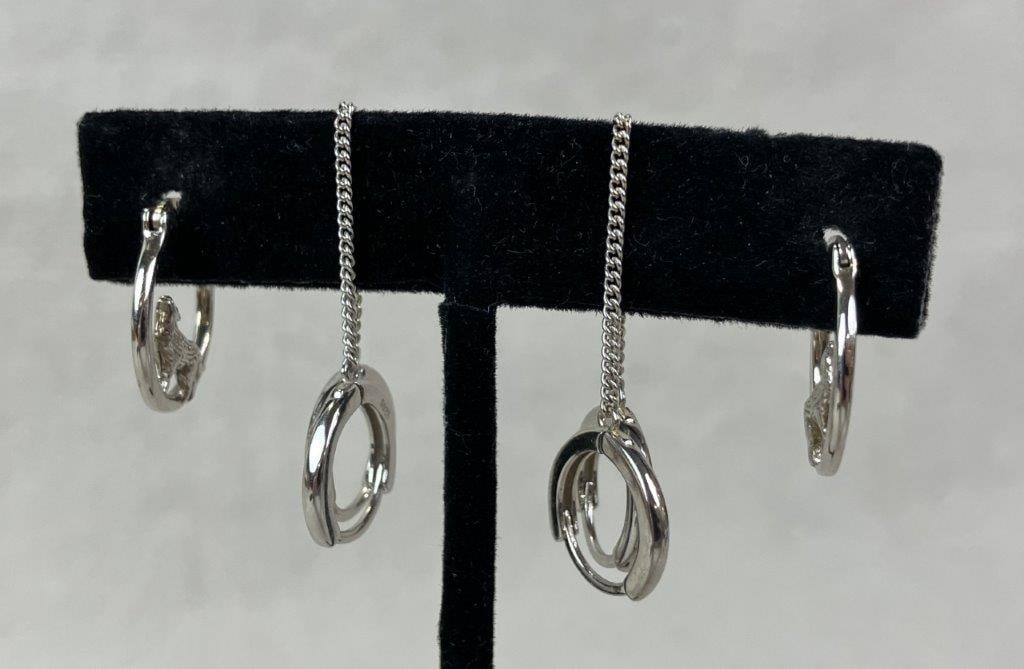 Pair of Sterling Silver Hoop Earrings - 2