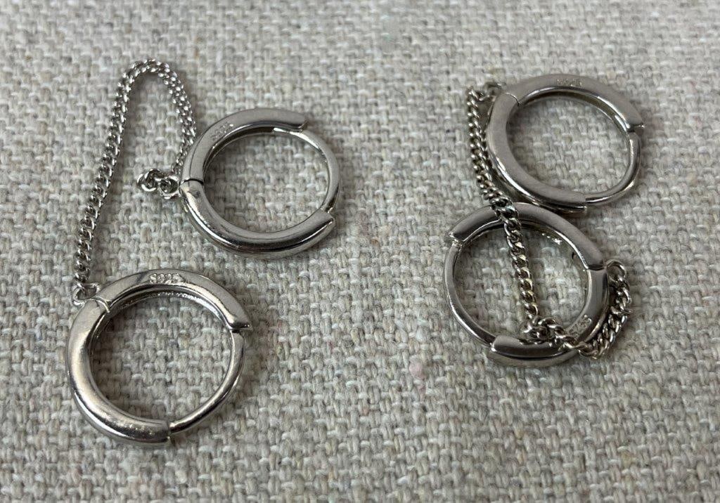 Pair of Sterling Silver Hoop Earrings - 3