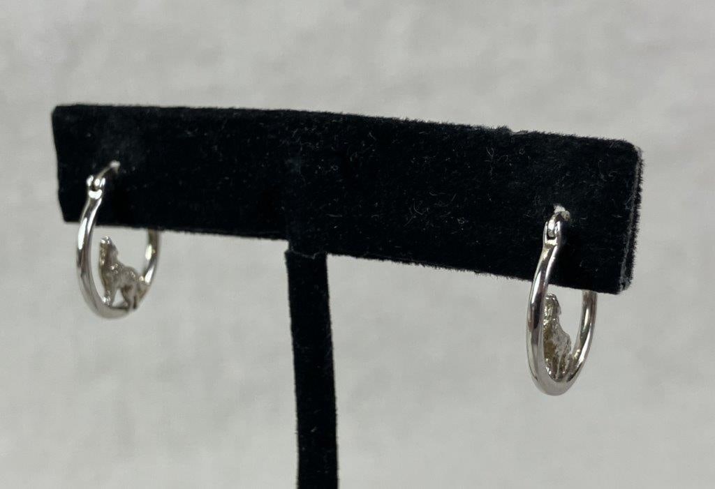 Pair of Sterling Silver Hoop Earrings - 5