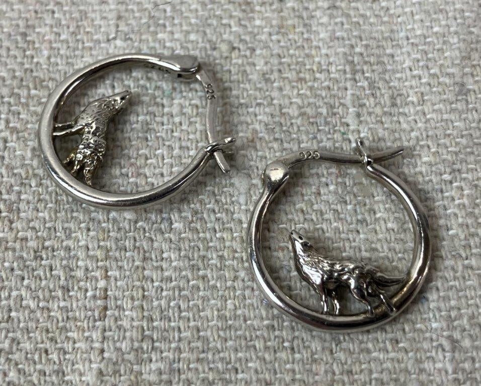 Pair of Sterling Silver Hoop Earrings - 6
