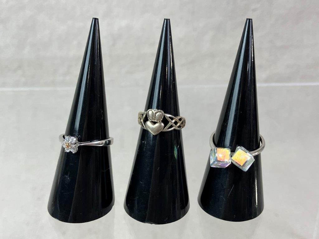 Three Sterling Silver Rings - 2