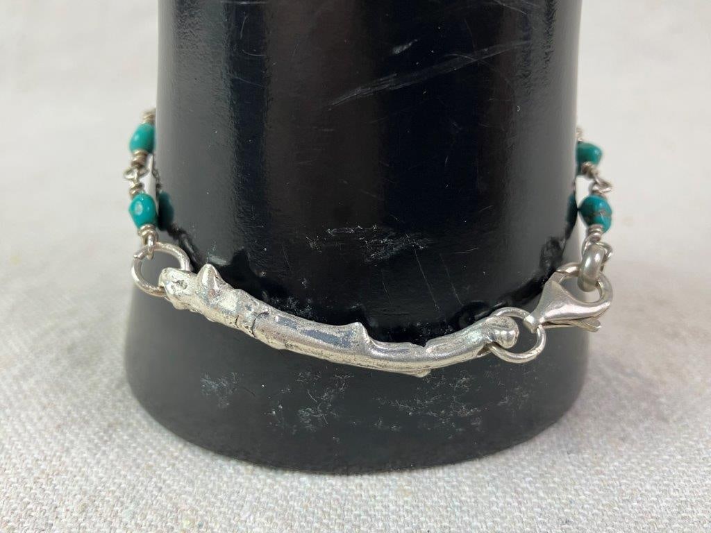 Sterling Silver and Turquoise Southwestern Bracelet - 4