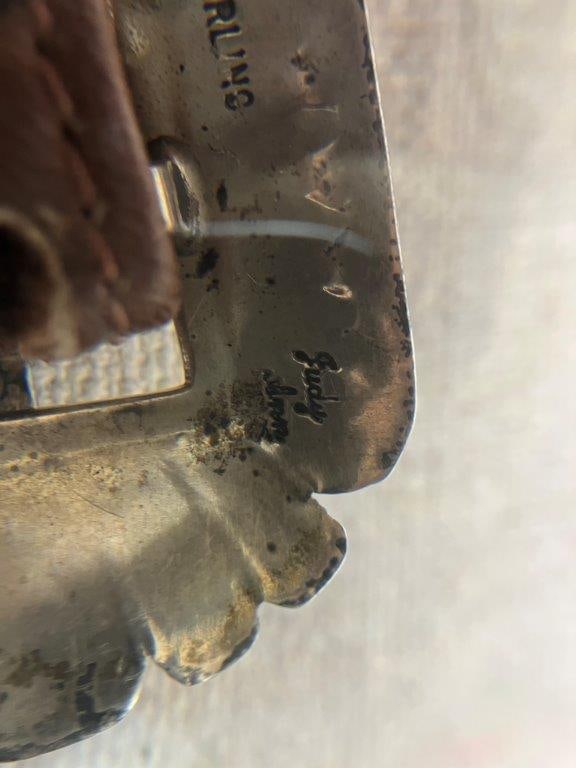 Native American Sterling Silver and Leather Concho Belt - 4