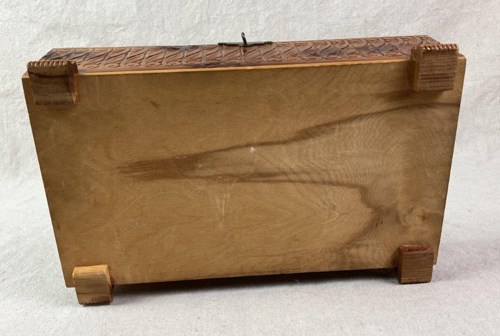 Vintage Cedar Jewelry Box with Brooches - 18