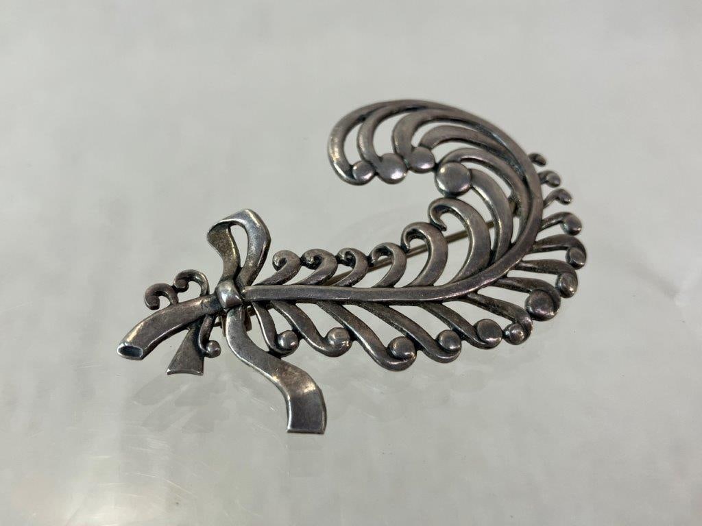 Sterling Silver Feather Form Brooch - 2