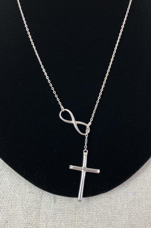 Sterling Silver Infinity and Cross Necklace - 2