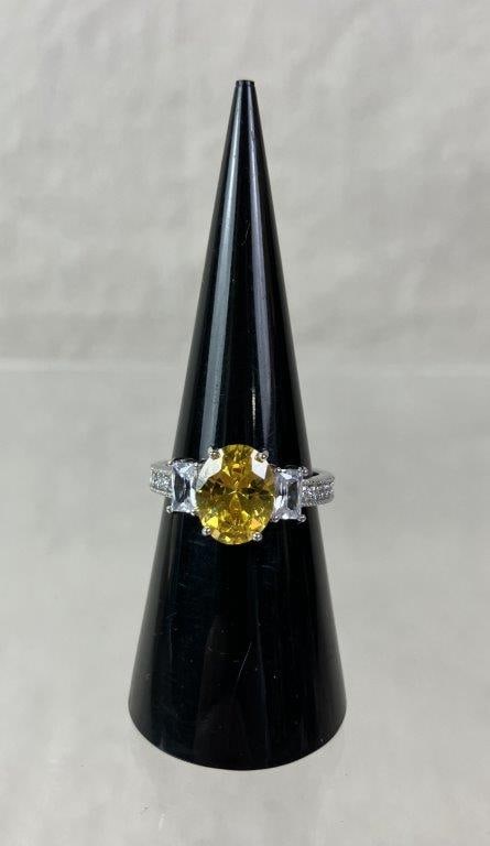 Yellow Sapphire and Sterling Silver Ring - 2